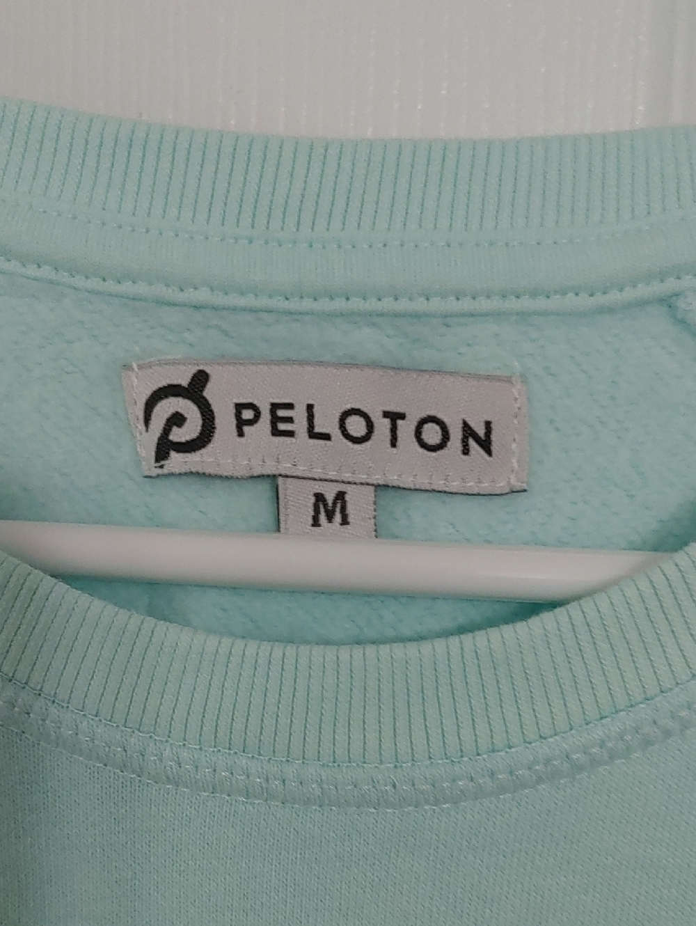 Peloton Mint Crewneck Sweatshirt Size Medium, has streak towards bottom - Picture 2 of 6